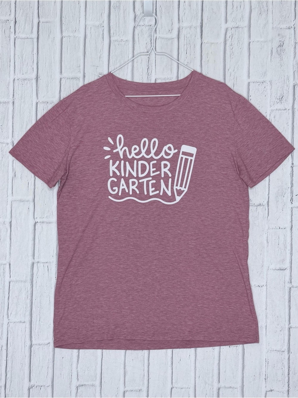 🍎 Hello Kindergarten Teacher Graphic Tee Dusty Rose Pink XL
